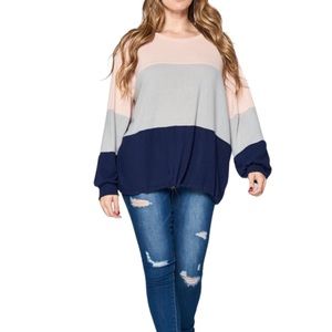 Plus Size Color-Block Hacci Brush Tunic Top